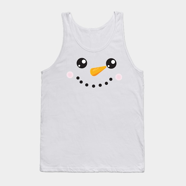 Christmas Snowman, White Snowman, Carrot Nose Tank Top by Jelena Dunčević